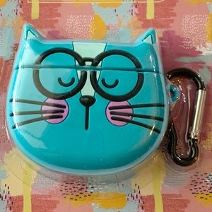 NWT Blue Cat Earphones Ear Buds Case w/ Carabiner